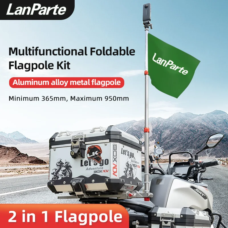 LanParte High Quality Motorcycle Flag Pole Mount Action Camera Holder Selfie Stick Motor Bike Accessories for Riding