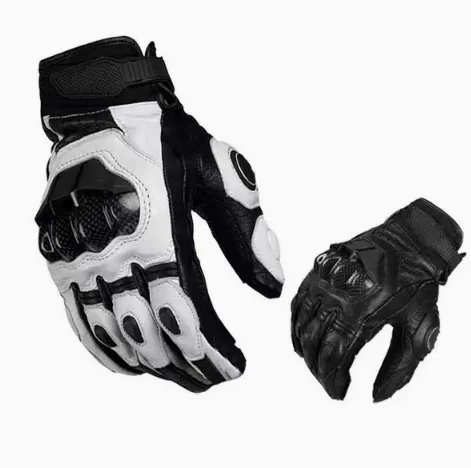 Touch‑Screen Motorcycle Full Finger Gloves, Goat Skin Shock‑Proof Breathable Protective Riding Gloves Adjustable Strap Men Women