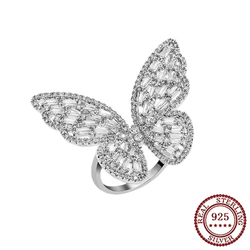 

2025 New Trend 925 Sterling Silver Classic Temperament, Grand Fashion, Classic Open Ring with Diamond Inlaid Women's Ring