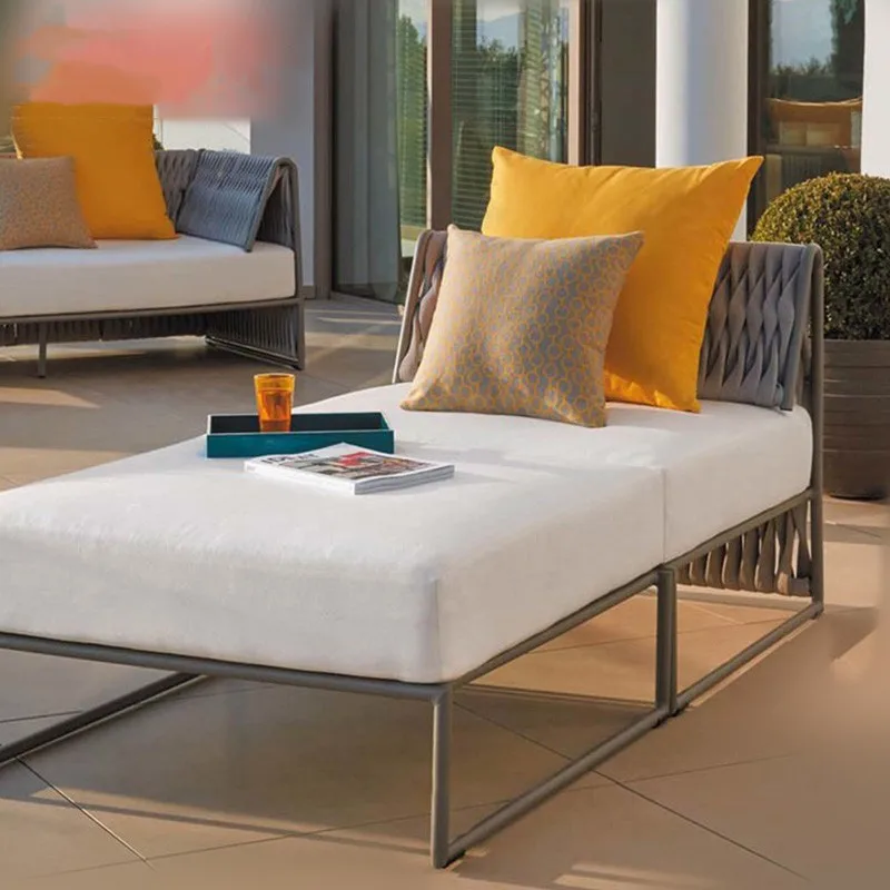 

Modern Style Teslin Ribbon Woven Aluminum Frame Outdoor Garden Patio Sofa Set