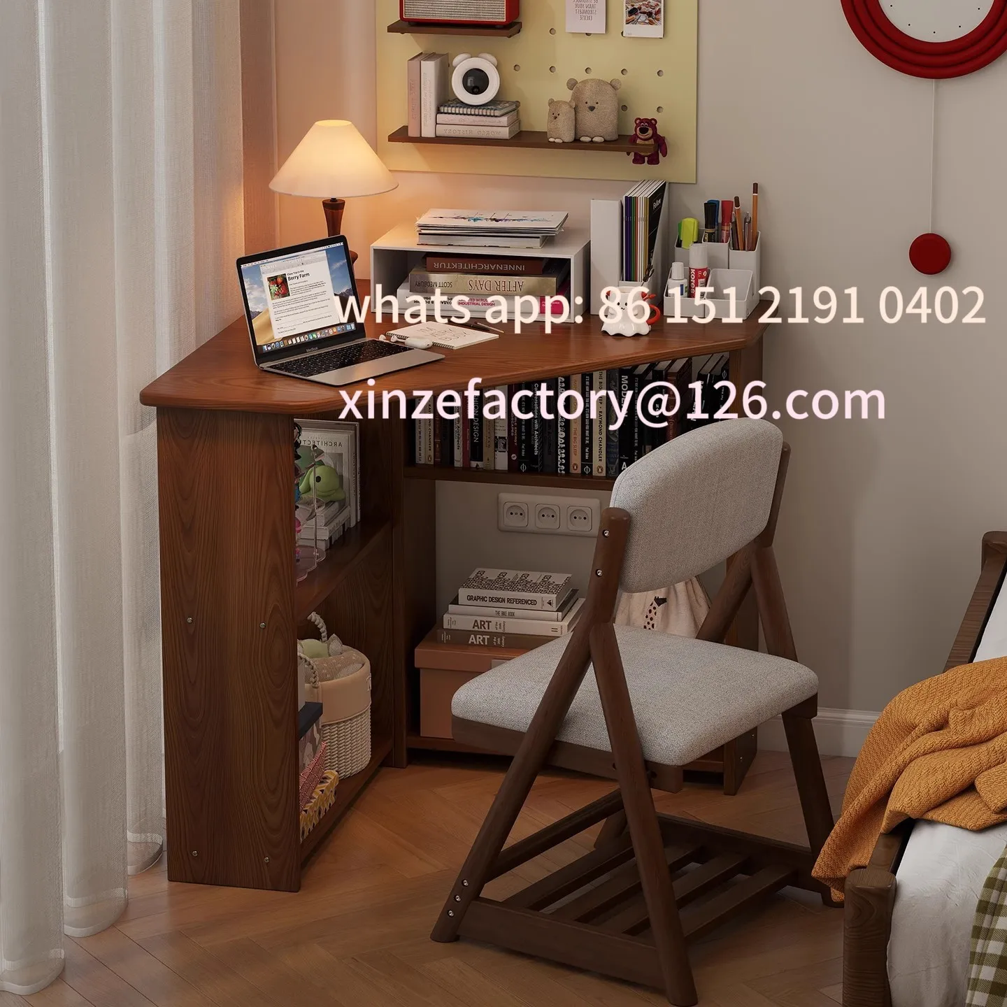 

Customizable Wood Corner Desk Home Student