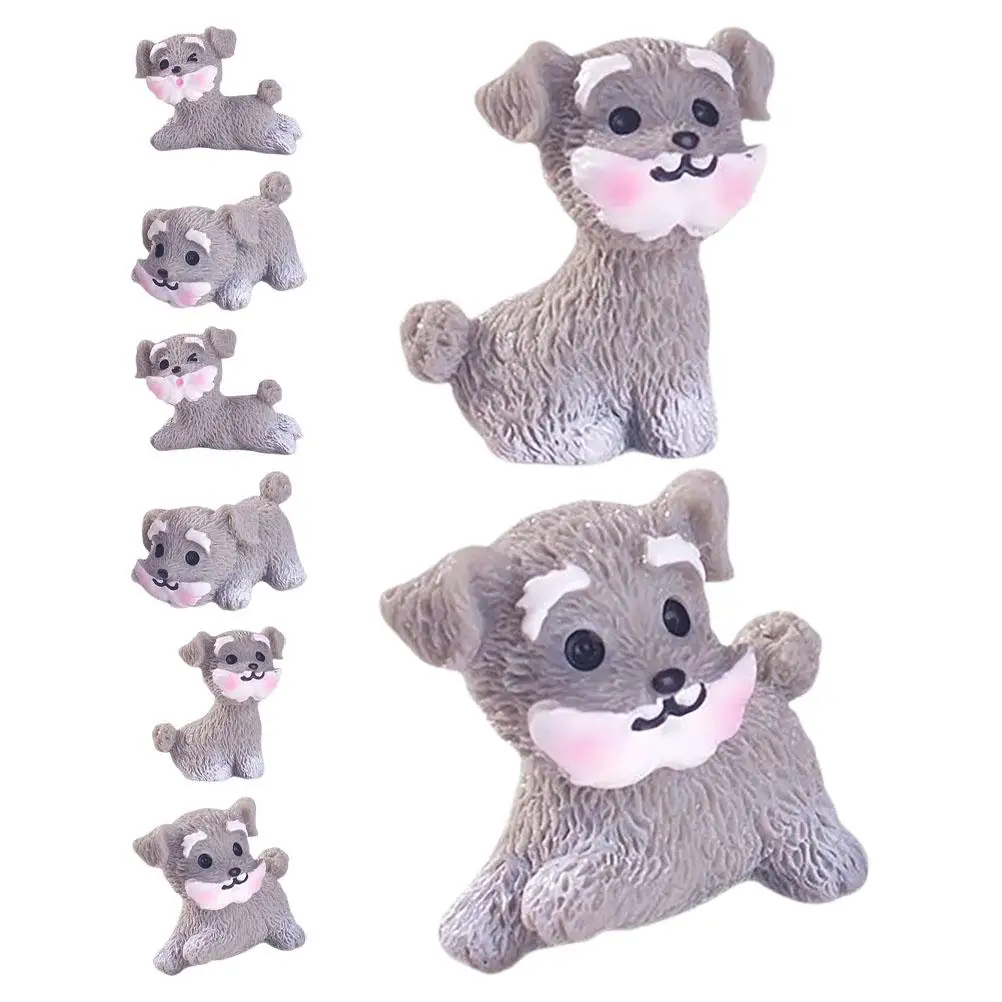 

8 Pcs Schnauzer Dog Statues Miniature Dog Statues Resin Decor for Garden Desk Shelf Use Puppy Models