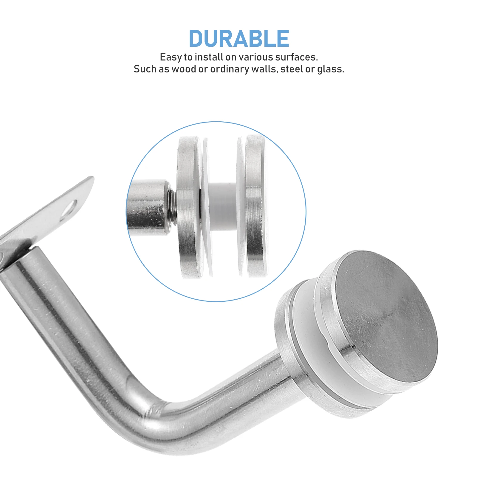 

2pcs Stainless Steel Handrail Wall Mounted Bracket Support For Glass Banister Stair Rail Heavy Duty Durable Modern Home