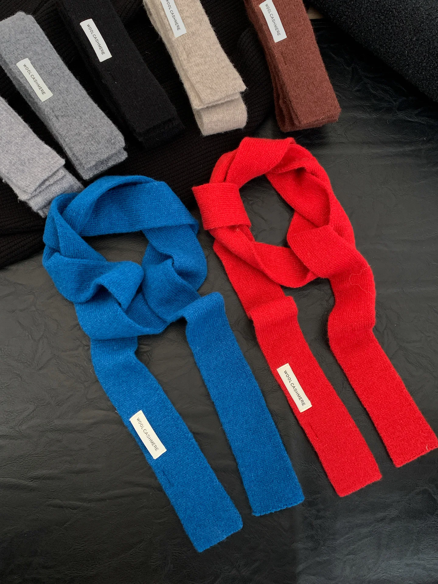 Elegant Pure Color Cashmere Wool Blend Narrow Scarf Women's Autumn Lazy Style Versatile Neck Protection Scarf Accessory