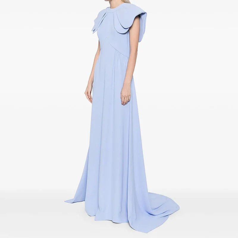 Robe de Soirée Élégante à Col Rond pour Femme, Tenue Formelle avec Traîne, pour Patients, Mariage, Bal, ixd'Anniversaire, 2024