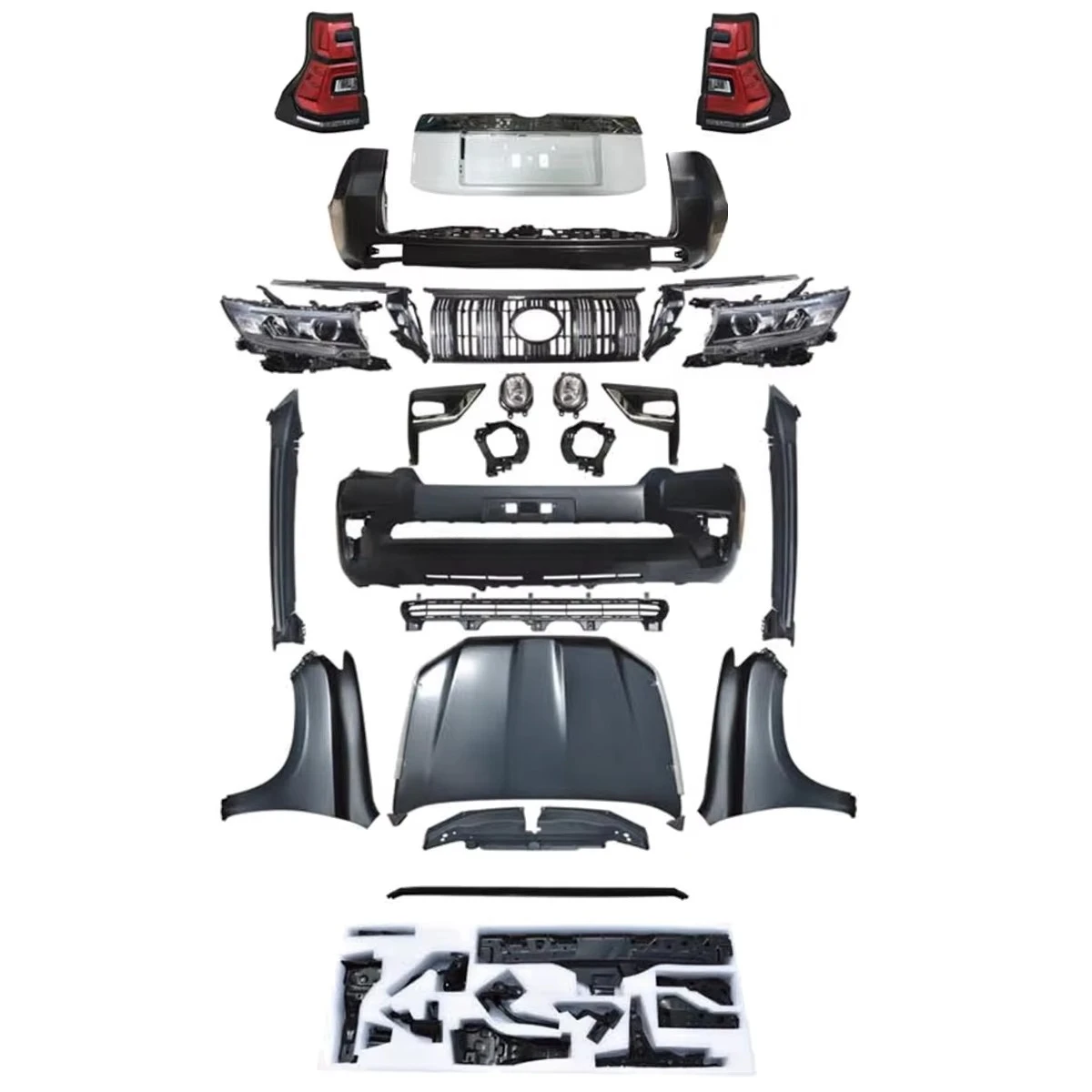 Automotive PP Plastic Bumpers Body Kit for  Prado FJ150 2010-2017 Modified to 2018 Look Like.