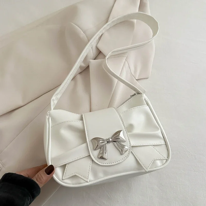 Trendy Bow Shoulder Bag Handbag Casual Underarm Bag Daily Commuting Bags PU Leather Lady Banquet Bag Business Women's Bags