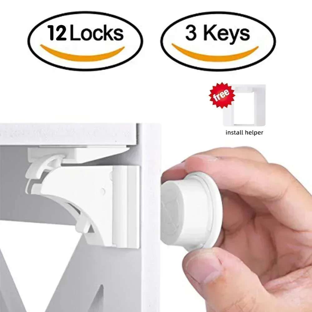 Keep Your Kids Safe with Magnetic Children\'s Lock Ideal Drawer & Cabinet Door Safety for Babies & Toddlers & Children