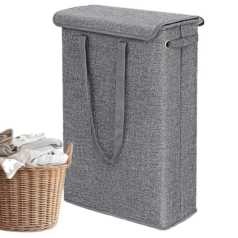 

Large Foldable Laundry Basket With Cover Dirty Laundry Basket Stable Load-Bearing Decorative Basket For Bedroom Bathroom