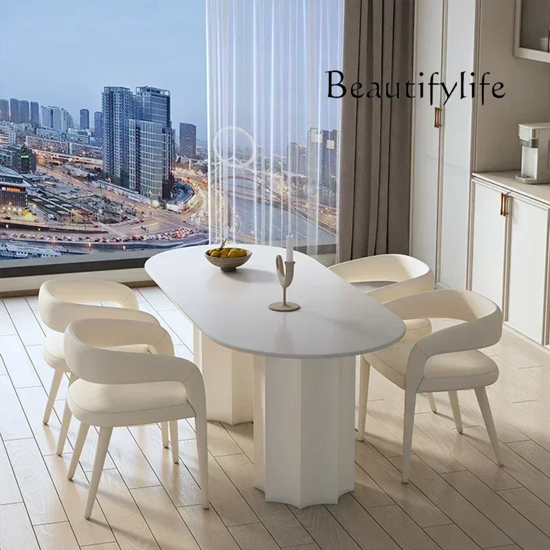 BJ XX Aesthetic Living Room Dining Table Salon Study Nordic Writing Cream Style Dining Table Modern Organizer Mesa Unique Furnit
