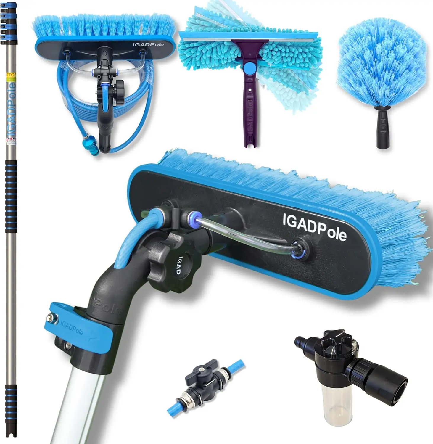 

17 FT Telescopic Water-Fed Cleaning Kit with Brush, Squeegee & Duster for Windows, Gutters, Solar Panels