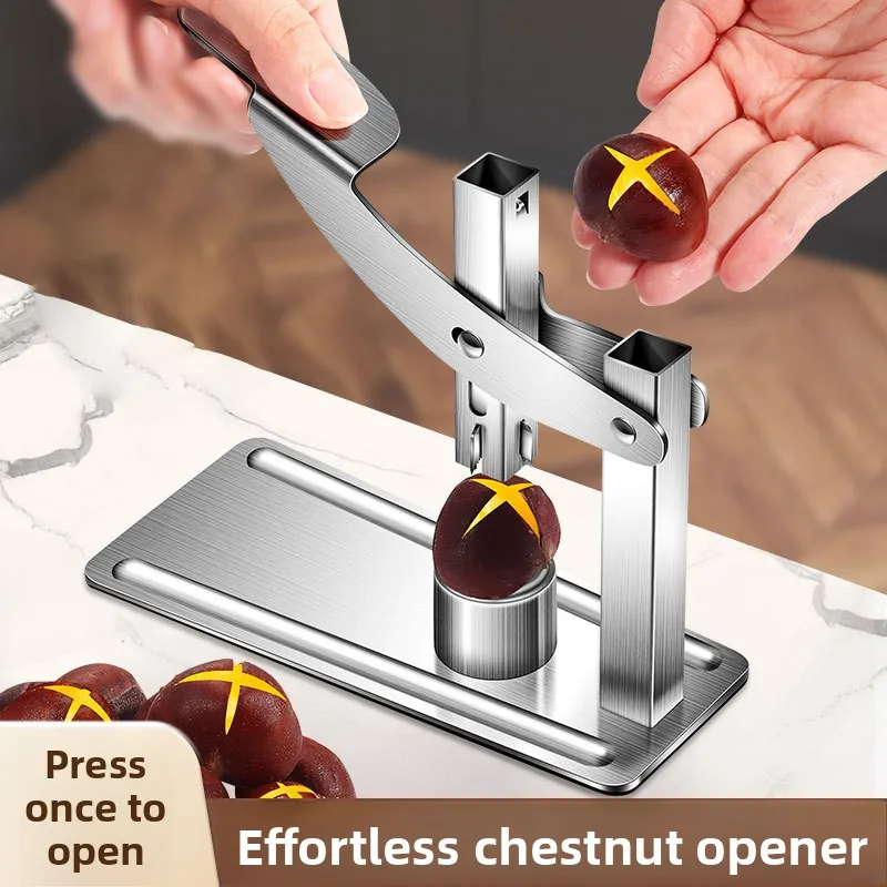 Stainless steel chestnut clip opener press type chestnut clip creative chestnut opening artifact nut clip