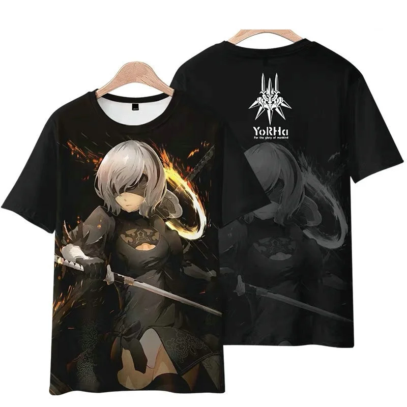 Game NieR:Automata Costume YoRHa No. 2 Type B T Shirt Casual Harajuku T-Shirt Cosplay Cloak For Unisex T shirt Coat