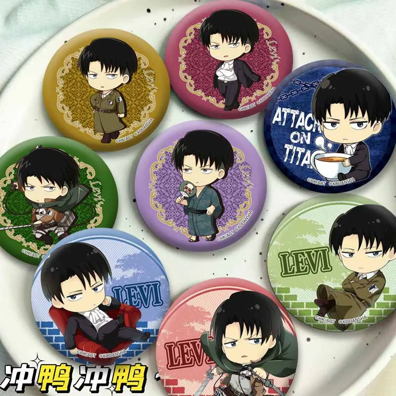 Cartoon Character Levi Ackerman Badge Round Snap-in Brooch on Backpack Clothes Handmade Anime Role Enamel Pins Jewelry Ornaments