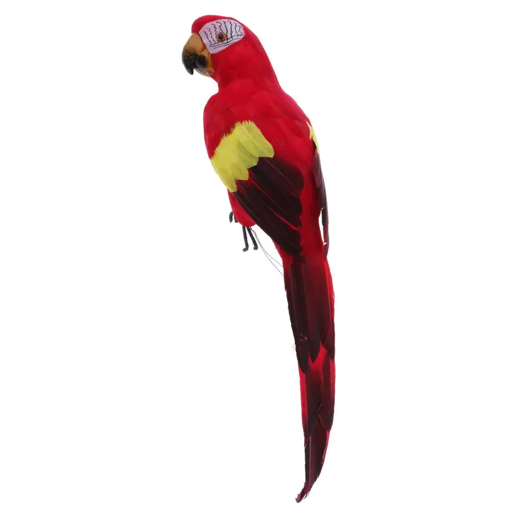 Realistic Taxidermy Foam Feathered Bird Red Parrot Statue Artificial Garden Decoration for Outdoor and Indoor Use
