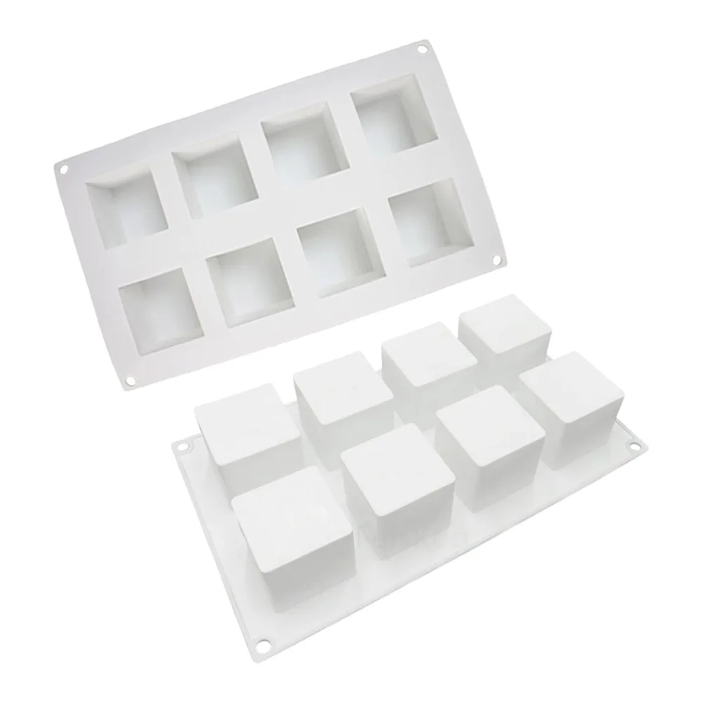 Silicone Silicone Mold White Non-Stick Baking Mold Easy Release 8 Cavities Mousse Cake Mold Dessert Chocolate Brownies Jelly