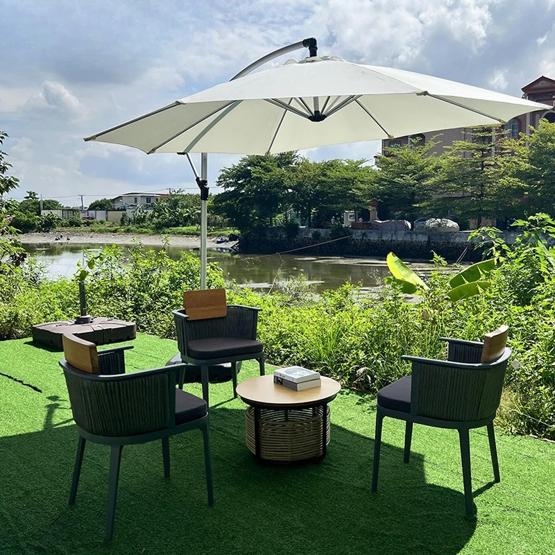 

Outdoor living room cafe rope chair outdoor garden courtyard small coffee table rattan chair combination furniture