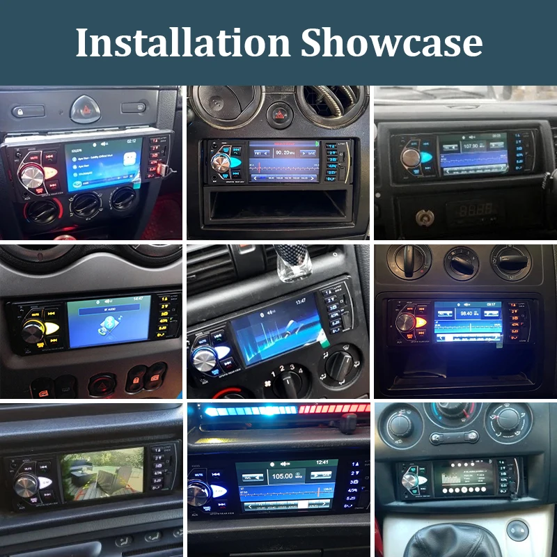  Hippcron 4,1-Zoll-Autoradio 1 Din Bluetooth Stereo-Audio mit FM-Unterstützung, Ladeanschluss, Rückfahrkamera, Lenkradfernbedienung, 12V Universal – Detail 9