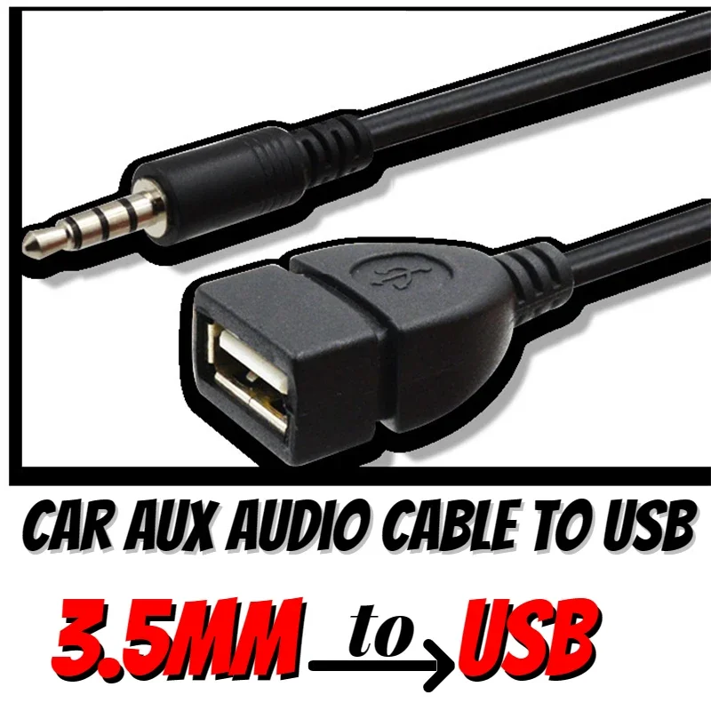 

3.5mm Car AUX Audio Cable To USB Audio Cable Car Electronics for Play Music Black Car Audio Cable USB Headphone Converter