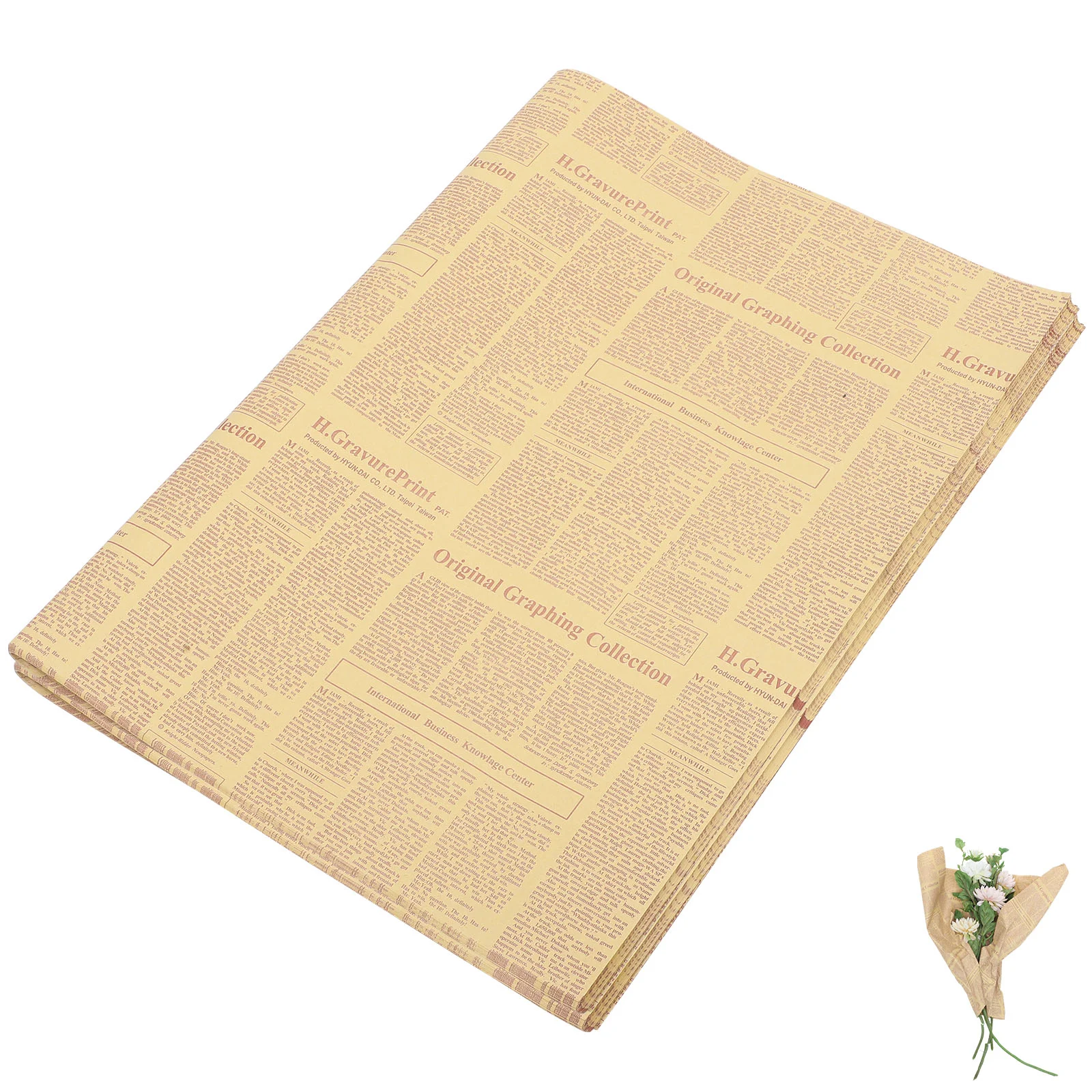 40 Sheets English Newspaper Wrapping Old Flower Fresh Flowers Packing Book Brown Kraft Christmas Fall Bouquet Autumn