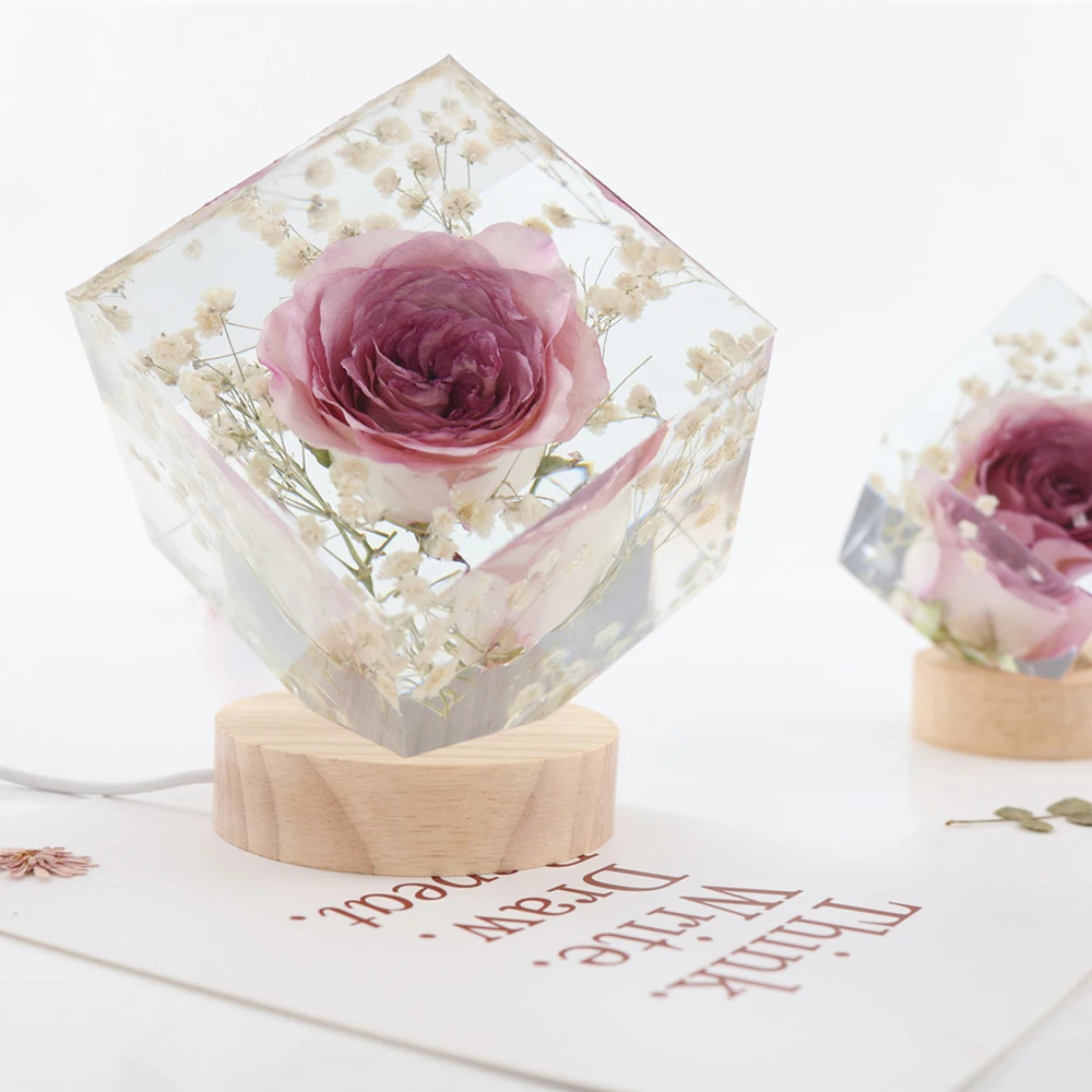 DIY Crystal Epoxy Resin cube bevel lamp holder Mold Geometric Mirror Decorative Lamp Silicone Mold
