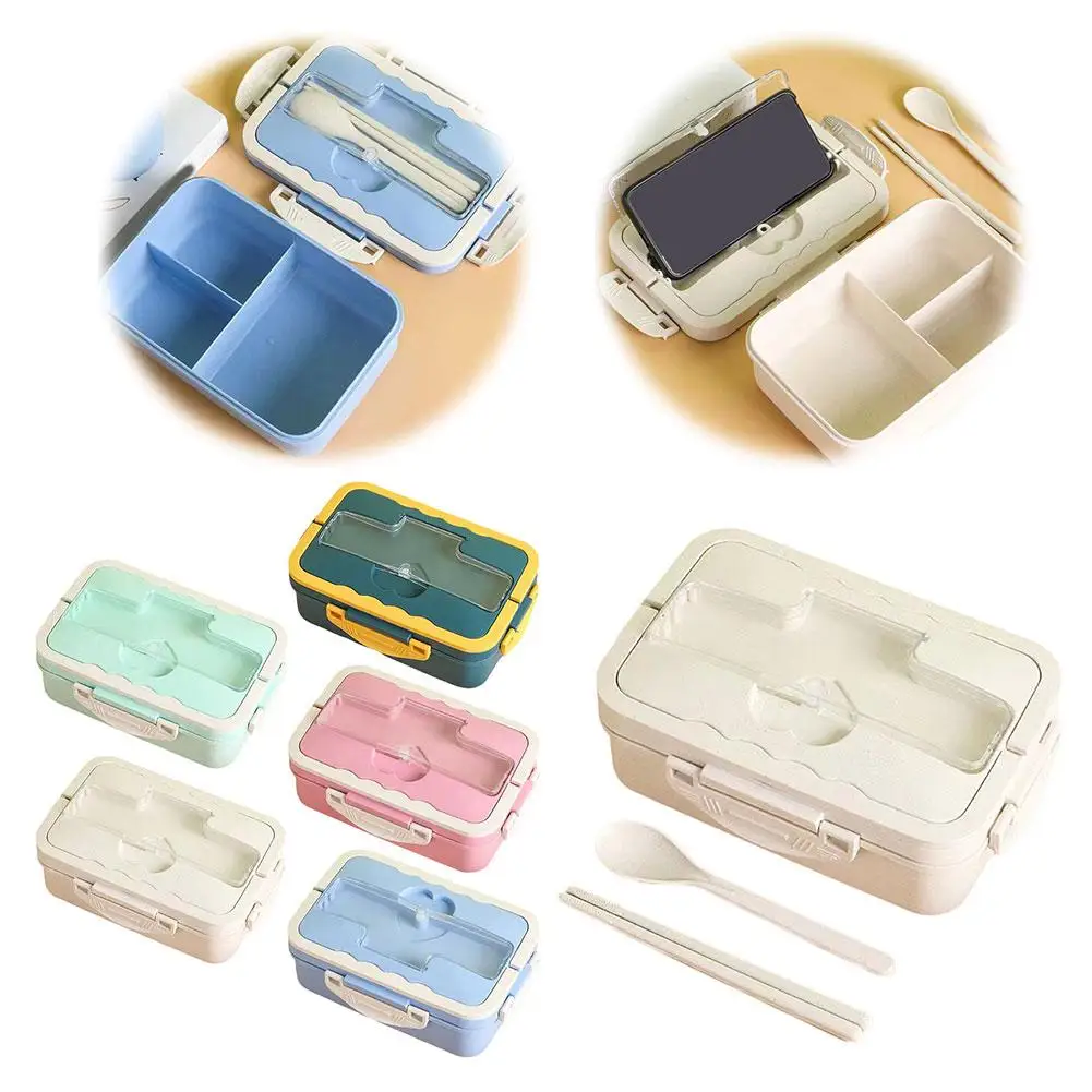 

Wheat Straw Lunch Box Healthy BPA Free Bento Boxes Microwave Dinnerware Food Storage Container Lunch Box for Kids G7U6