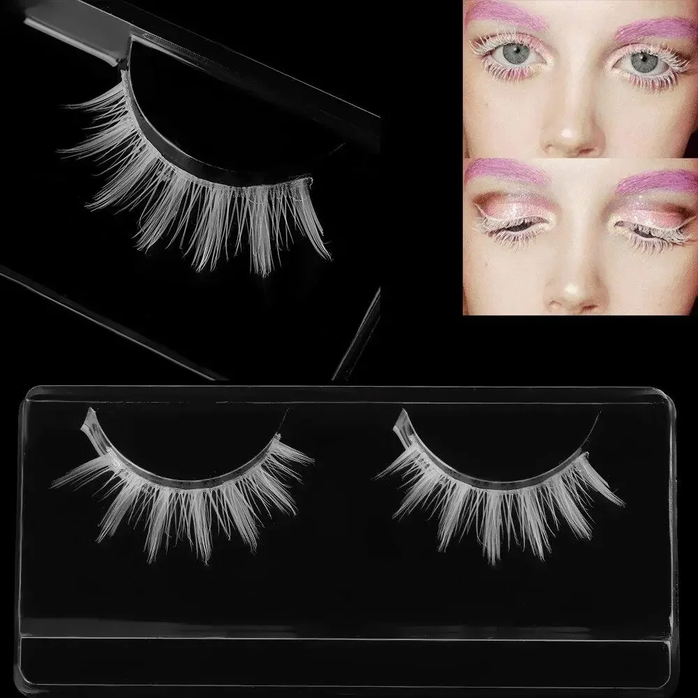 1 Pair Hot Fashion White Eyelashes Cosplay Natural Long Eyelashes Extension Cross Strip False EyeLashes Beauty Makeup Tools