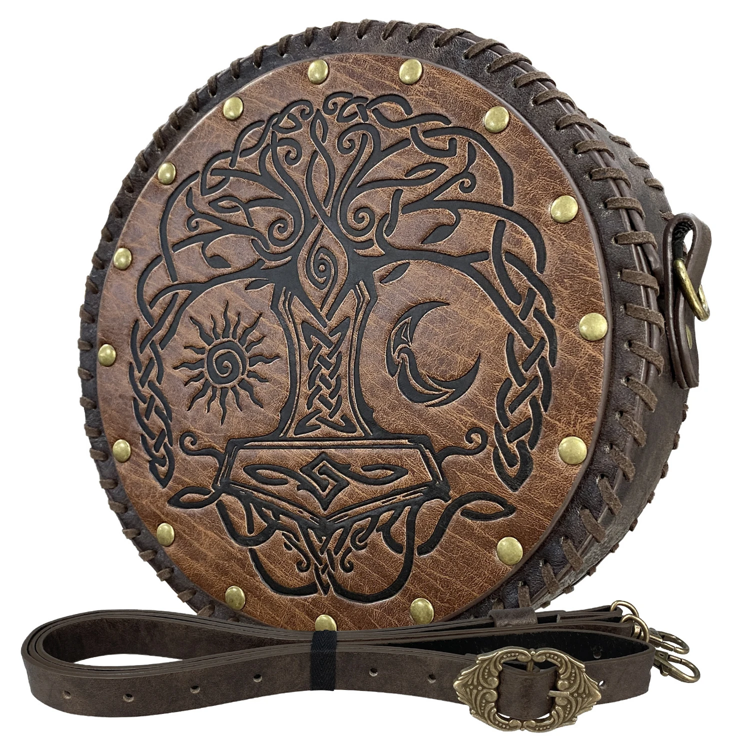 Medieval Vintage Money Pouch Bag Costume Accessory Men Women Viking Leather Round Viking Belt Woven