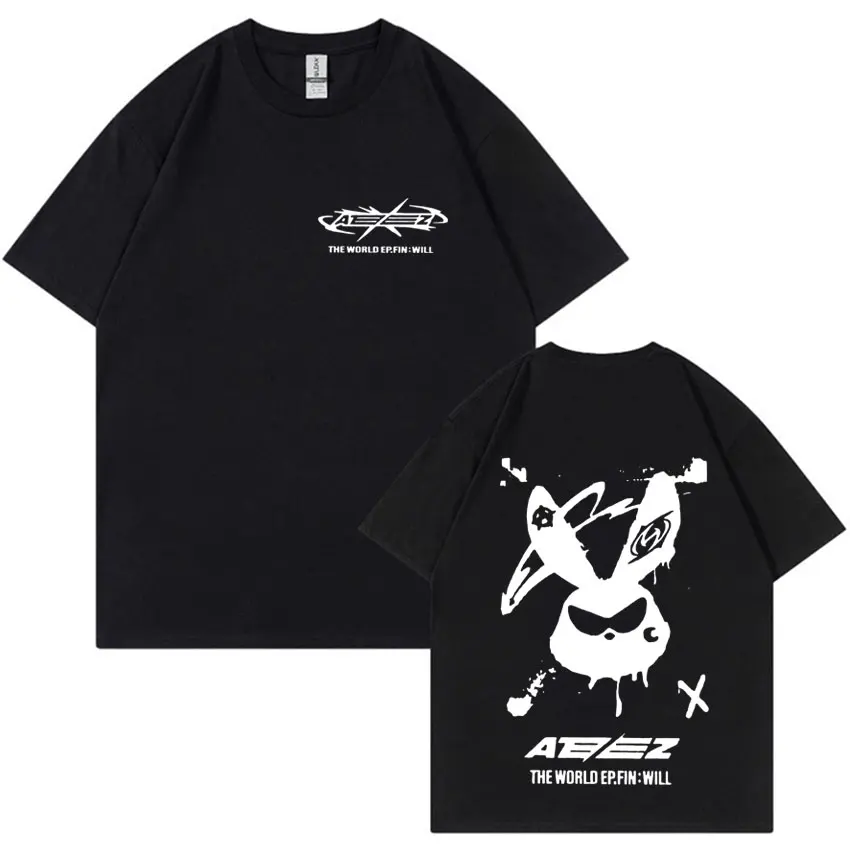 

Korean Kpop 2025 Ateez The World Ep Fin Will Album Tour Fashion Tee Shirt Mens Women Clothing T Shirt Harajuku Oversized T-shirt