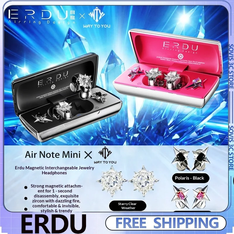 

ERDU Ear clip Bluetooth Earphones Magnetic Wireless Earrings Jewelry Long Battery Life NoiseReduction Bead Sports Earphones