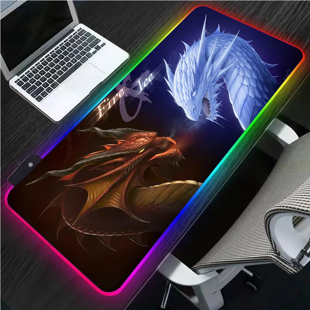 

WOW Latest RGB Anime Dragon Mouse Pad XXL Game Set LED USB Game Mouse Pad Dragon Laptop Accessories Keyboard Gaming Playmats