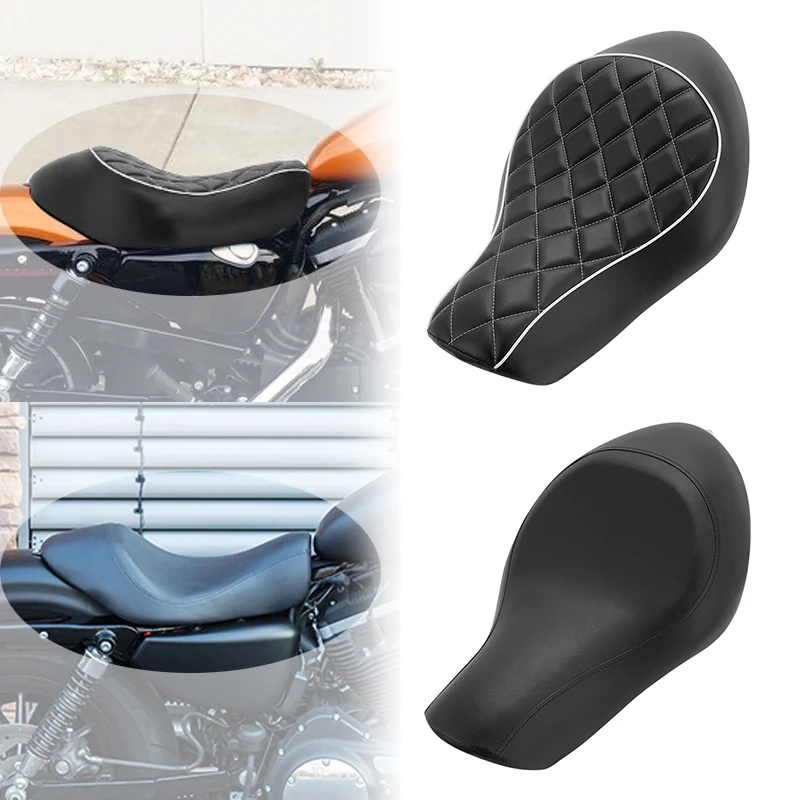 

For Harley Sportster XL 1200 883 48 72 Custom 2004-2015 Motorcycle PU Leather Rider Solo Driver Seat Cushion Pad