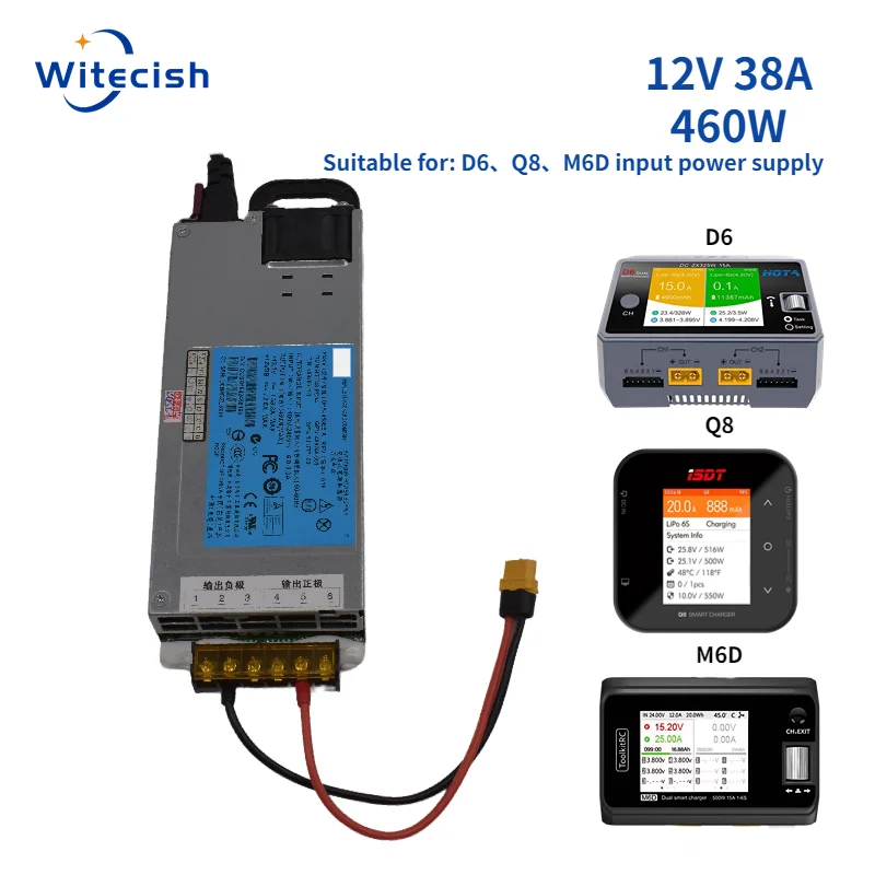 460W Power Supply With XT60 Max 38A Output Adapter For ToolkitRC M6D Hota D6 Smart Balance Charger