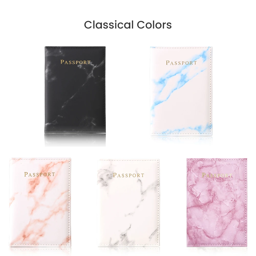 Fashion Women Men Passport Cover Pu Leather Marble Style Travel ID Credit Card Passport Holder Packet Wallet Purse Bags Pouch