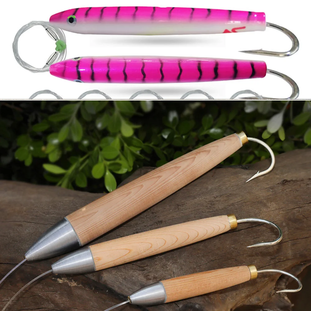 1pc Wooden Cedar Plug Trolling Tuna Lures 2.5oz 6.1inch Boat Fishing Saltwater Hook for Mahi Marlin Wahoo Big Game Fishing