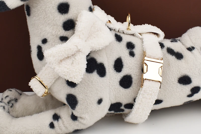 Teddy-Samt-Hundehalsband und Leinen-Set für kleine, mittelgroße und große Hunde, individuell graviertes Namensschild, Haustierzubehör, Hundeleine – Detail 13