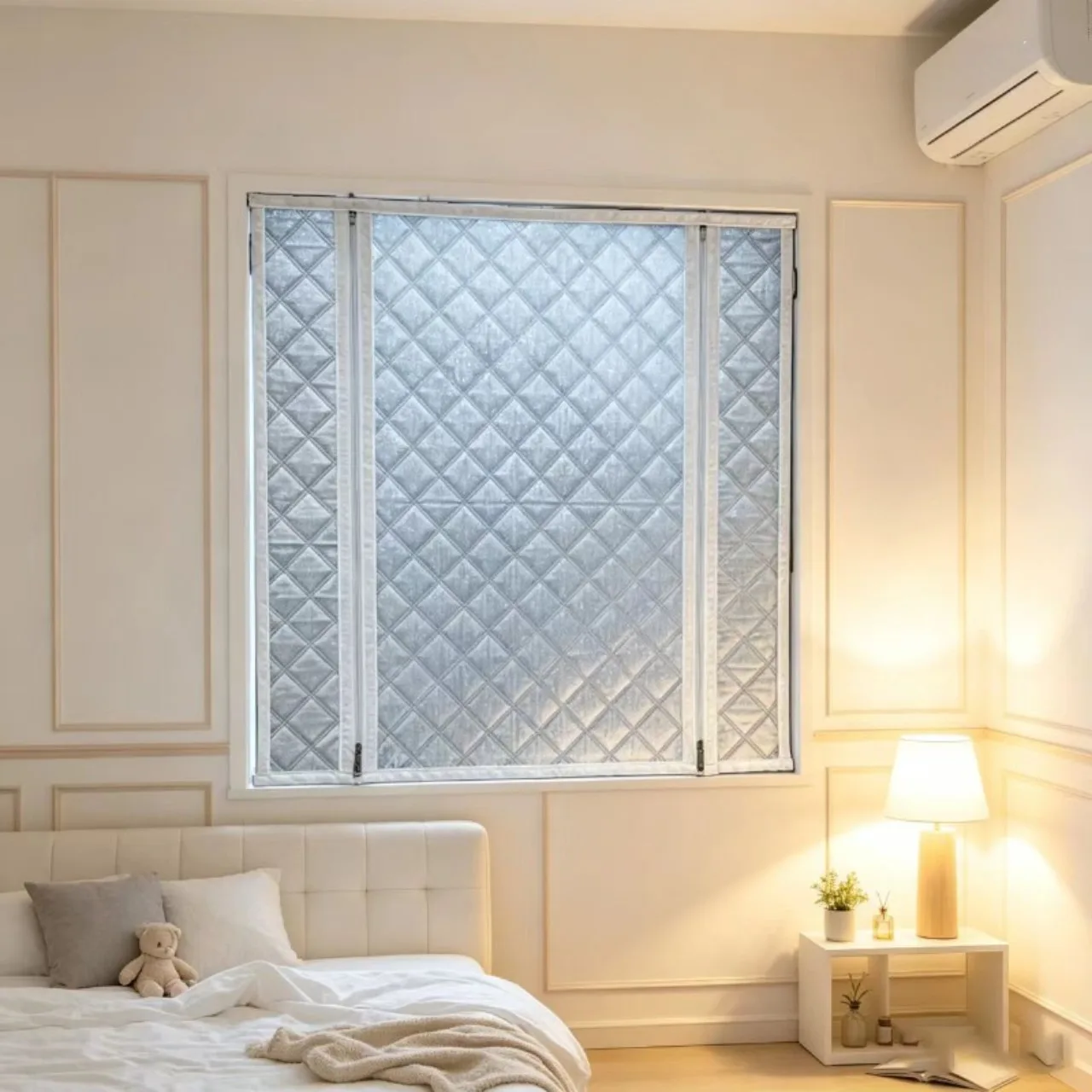 White Winter New Thick Windproof and Warm Curtain, Partition Curtain, Double Zipper Opening,self-adhesive No Need To Drill Holes