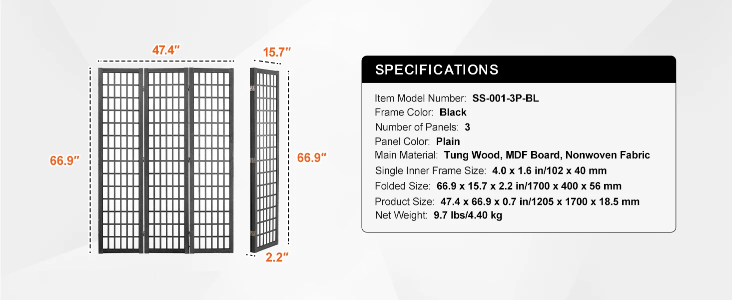 SucceBuy 3/4/6 Panel Wood Folding Privacy Screen Portable Decoration Screens for Room Separation Home Office Restaurant&Bedroom