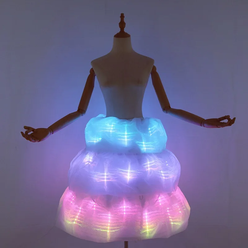 

LED Light up Skirt Women Luminous Bubble Skirt Fancy Cat Walk Stage Costume Dance Wear Nightclub Rave Festival Clothing