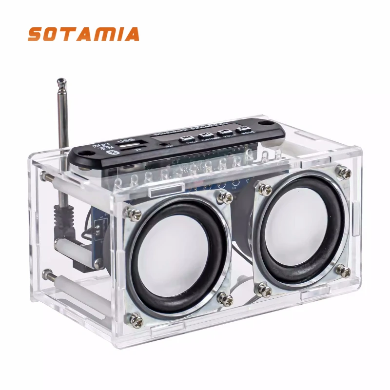 

SOTAMIA 1PCS Radio Two Channel Bluetooth Speaker Power Amplifier Kit FM FM Spectrum Lamp Electronic DIY Welding Circuit