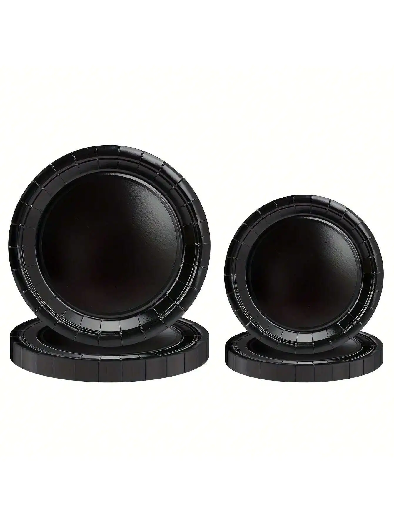 10/20/50 Black Paper Party Plates, 9-Inch and 7-Inch Disposable Plates, Suitable for Birthdays, Holidays, Picnics, Camping
