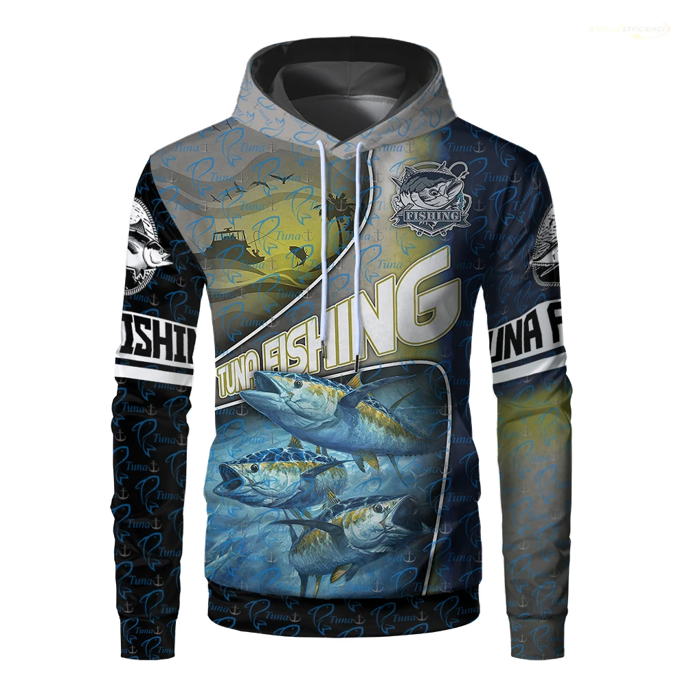 Swordfish Sailfish Fun Animal Men\'s Fishing Hoodie  Bass Marlin Print Fashion Long Sleeve Sweatshirt  Casual Oversized Pullover