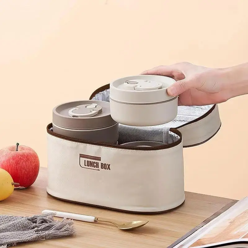 

Термальный ланч-бокс из нержавеющей стали 304, многофункциональный портативный изолированный контейнер для обеда с термосумкой для школьников