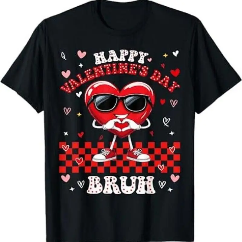 Valentine Tee For Boys Valentines Day Bruh Funny Heart Boy T Shirt #1