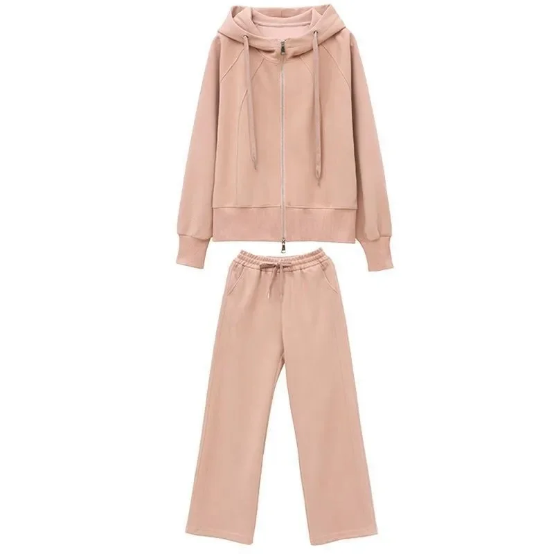 

Casual Grey Set 2025 Summer New Style Loose Fashionable Western Mom Hooded Hoodie Early Autumn Two Piece Set for Women Commuting