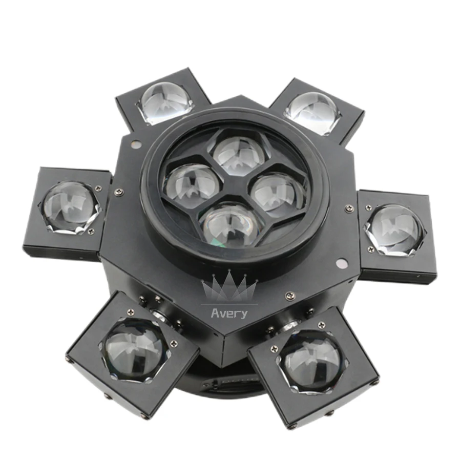 0 Tax 6Pcs 6 Arms Led Bee Eyes Beam Moving Head Unlimited Rotate Flower Red Green Laser Remote Control 10W RGBW 4in1 Led