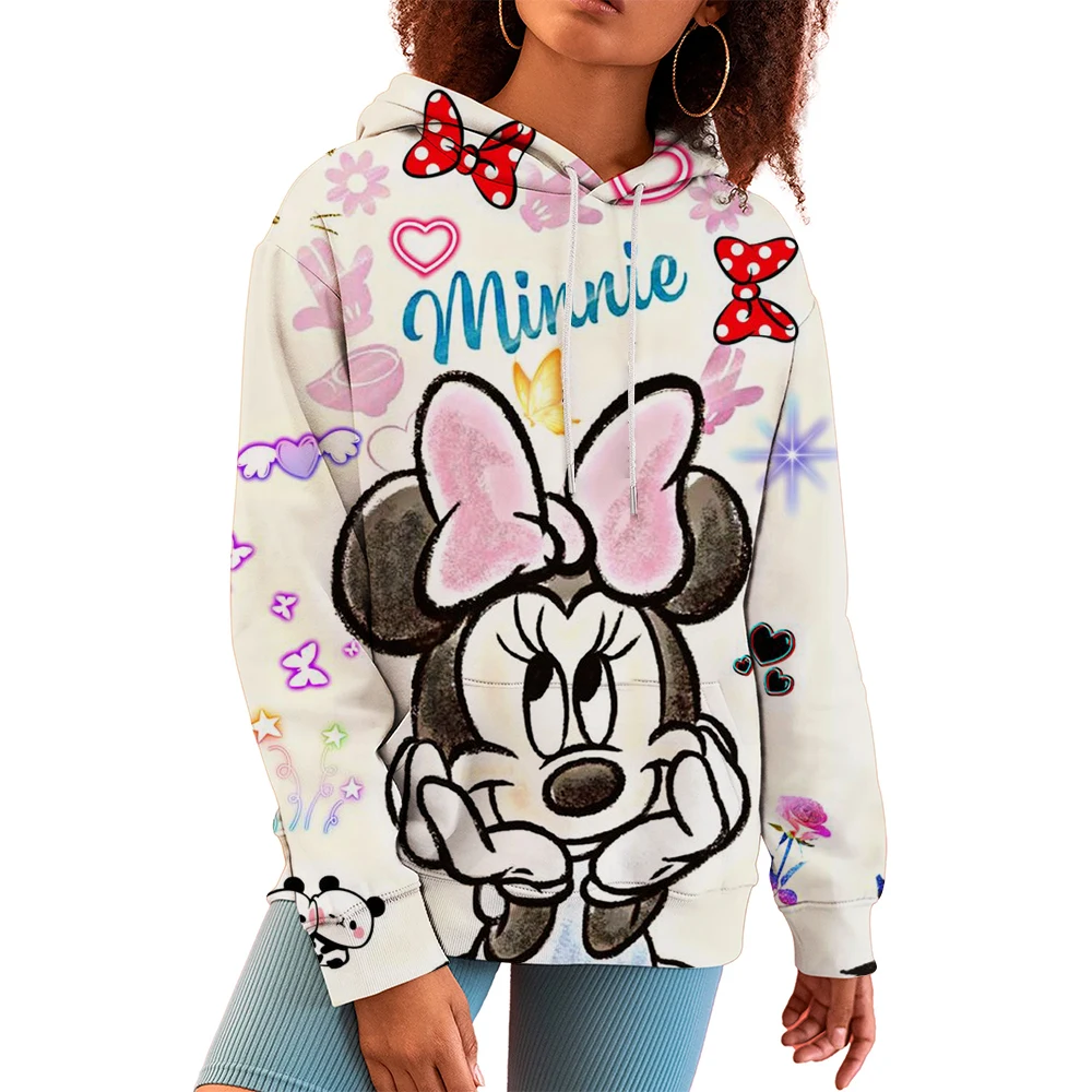 2024 Disney Mickey Mouse Women\'s Hoodie Fashion 3D Printed Sweatshirt Children\'s Long Sleeve Cartoon Animation Hoodie