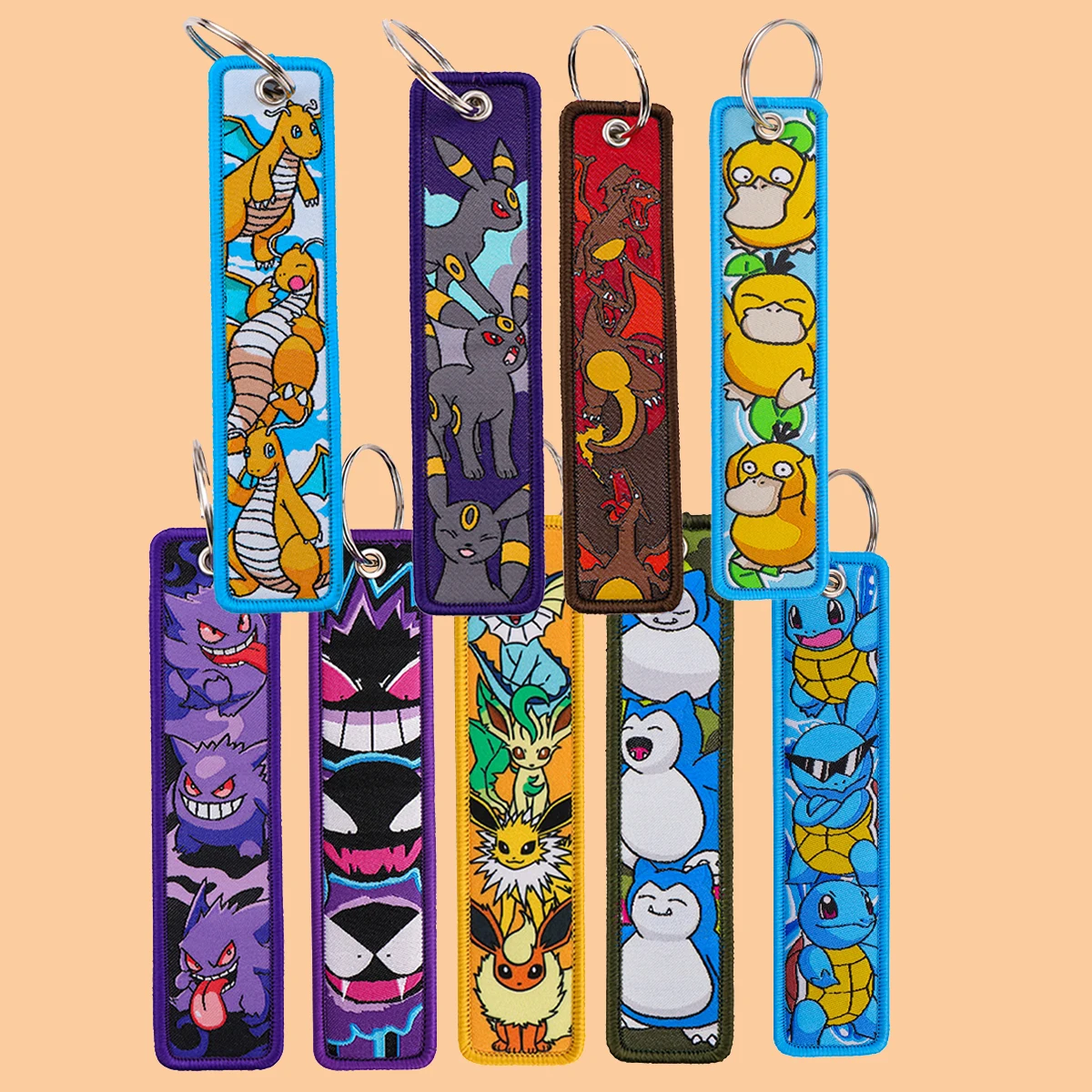 1 قطعة لطيف Gengar المطرزة مفتاح سلسلة للدراجات النارية مفتاح Fobs حامل الرجال النساء مفتاح العلامات حلقة رئيسية الإكسسوارات الهدايا