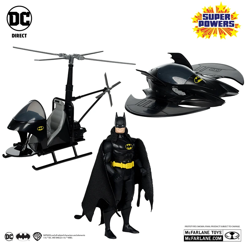 Mcfarlane Anime Sp Batman Action Figure Human-Machine Suit Helicopter Vehicle Model Movable Figure Original Toys Kids Xmas Gift