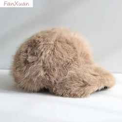 Winter Women Baseball Cap Cute Rabbit Fur Hats Plush Long Fur Fluffy Cap Autumn Female Solid Color Gift